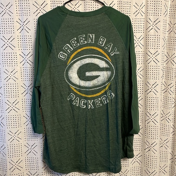 NFL Green Bay Packers Junk Food 3/4 Sleeve Raglan Tri-Blend T-Shirt Green - XL - Picture 2 of 4